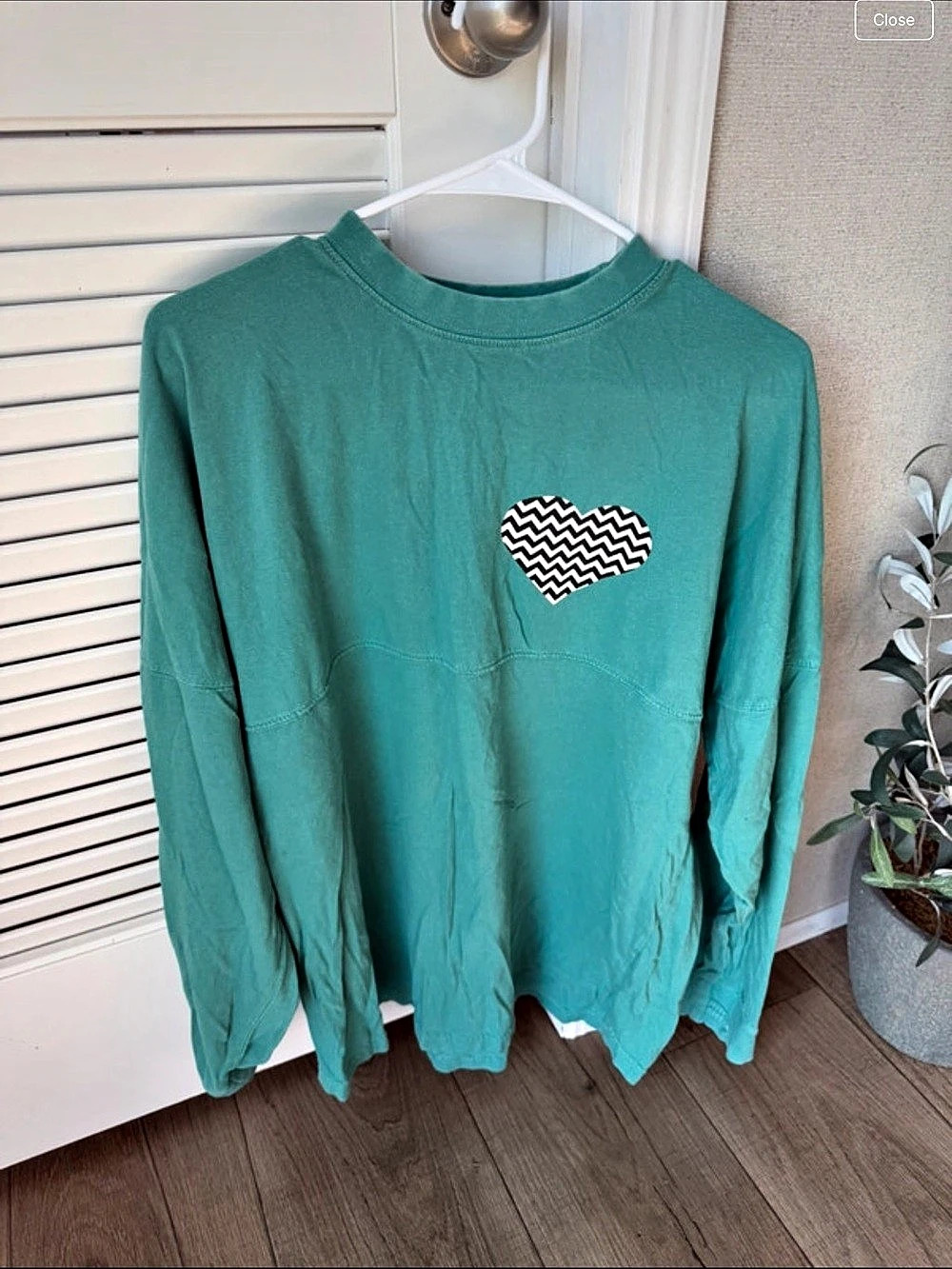 Pressbox Teal Graphic Long Sleeve Shirt “Always” Heart Size M